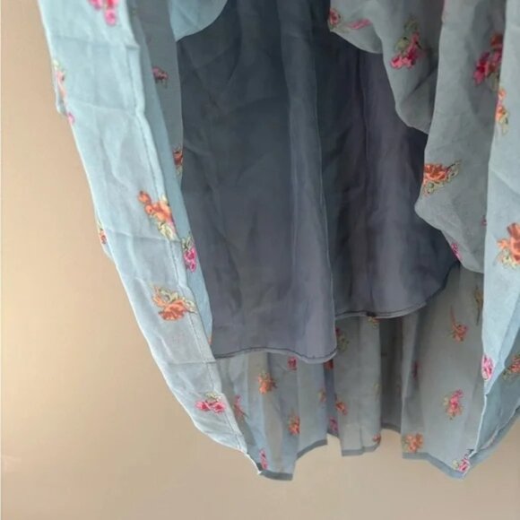 Vera moda size xs Floral Blue Midi Dress, silky lining, Pleated skirt - Picture 3 of 6